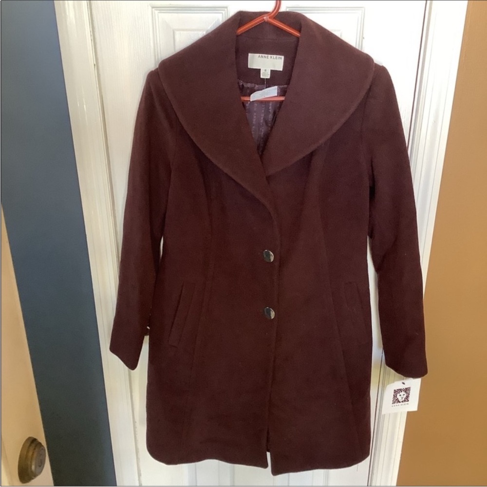 Anne Klein Women's Deep Burgundy Pea Coat
